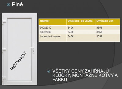 Plastové vchodové dvere plné skladom