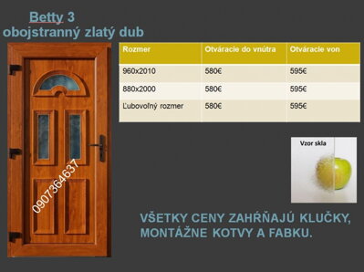 Plastové vchodové dvere Betty 3 obojstranný zlatý dub len na objednavku
