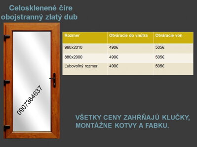 Plastové vchodové dvere Celosklenené obojstranný zlatý dub dostupnost 4-5dni