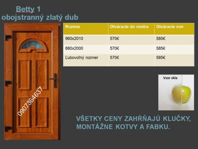 Plastové vchodové dvere Betty 1 obojstranný zlatý dub len na objednavku