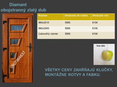 Plastové vchodové dvere Diamant obojstranný zlatý dub len na objednavku