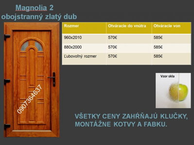 Plastové vchodové dvere Magnolia 2 obojstranný zlatý dub vypredané len na objednavku