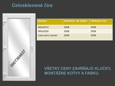 Plastové vchodové dvere Celosklenené skladom